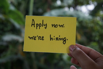 We are hiring trendy card post, Join our team recruiting message, Drop your CV sticky note message, Vacancy here icon