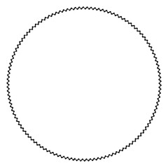 黒いジグザグチェーン柄の円形フレーム