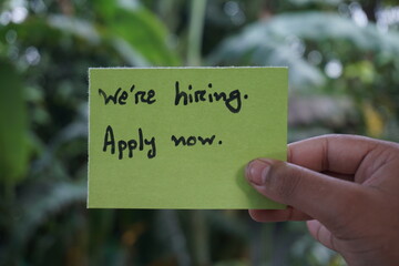 We are hiring trendy card post, Join our team recruiting message, Drop your CV sticky note message, Vacancy here icon