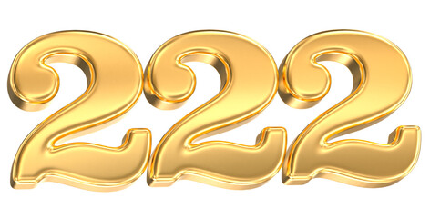 Number 222 Gold 3D Render