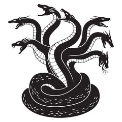 Naklejka premium Iconic Hydra Fearsome Sea Guardian Concept Graphic, with a Big, Strong Shape - hydra silhouette - hydra vector - silhouette of hydra 