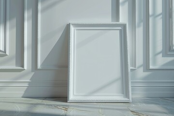 Detailed Color Image of a White Frame with a Picture of a White Frame on the Floor
