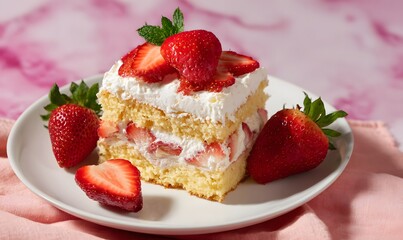strawberry shortcake with fun background, Generative AI