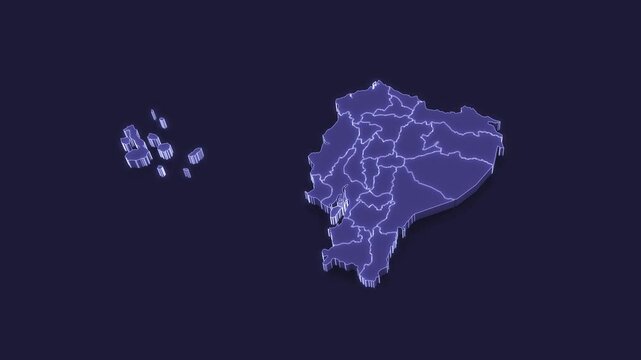 3D Animated Political Map with Equador Outline Highlighted.