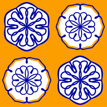 Italian ceramic tile pattern. Mediterranean porcelain pottery. Ethnic folk ornament. Mexican talavera, portuguese azulejo, spanish majolica, arabesque motif