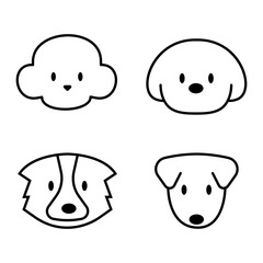set of dog head line art vector