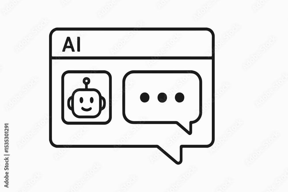 Poster artificial intelligence chatbot communication icon a minimalist illustration depicting a friendly ro