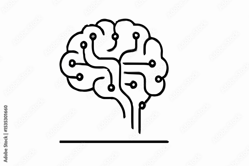 Poster stylized brain with circuit connections a visual representation of artificial intelligence and neura