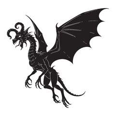 Striking Vector Jabberwocky Mythical Dragon-Like Monster Concept Image, with Its Strange Body Shape - jabberwocky silhouette - jabberwocky vector - silhouette of jabberwocky
