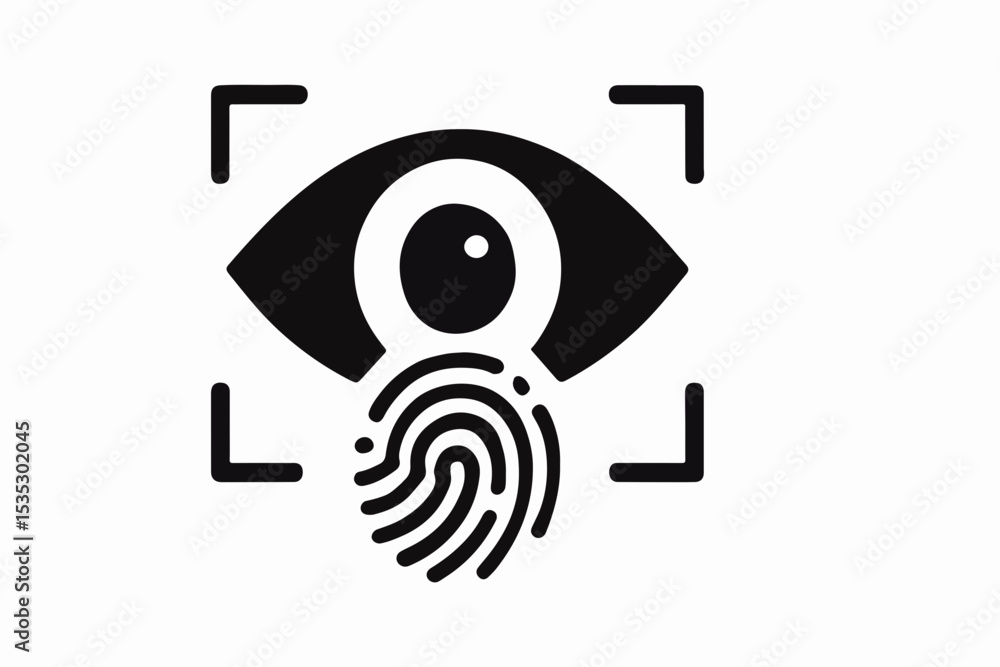 Poster biometric identification eye scan and fingerprint recognition technology for enhanced security and a