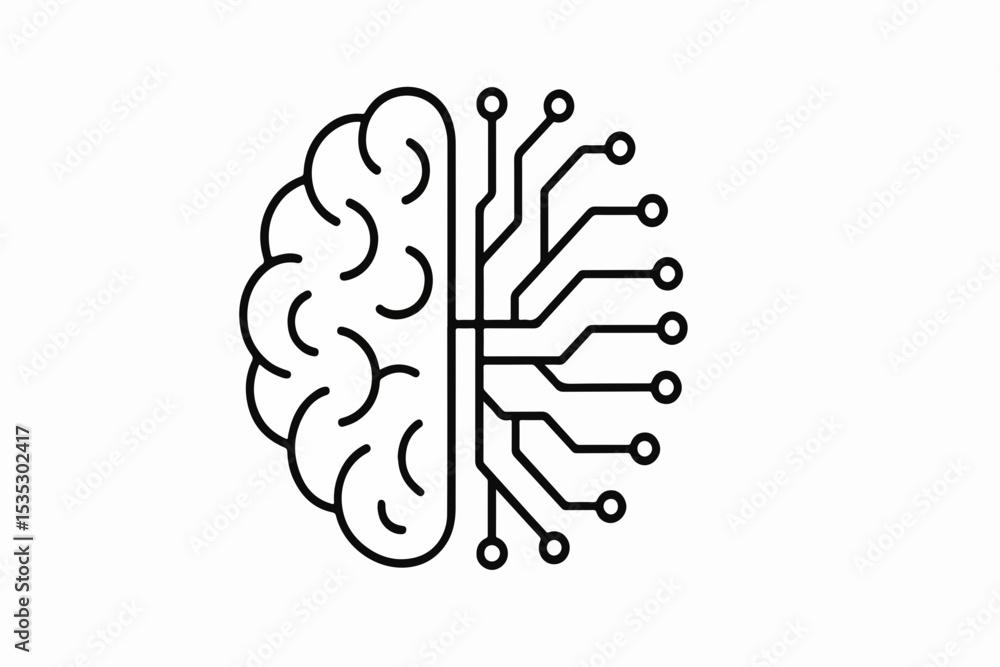 Poster artificial intelligence concept a stylized brain merged with circuitry representing the union of hum