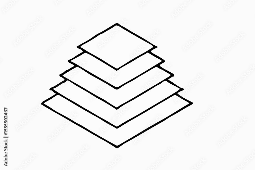 Poster stylized pyramid made of squares a simple black and white illustration with overlapping shapes and a