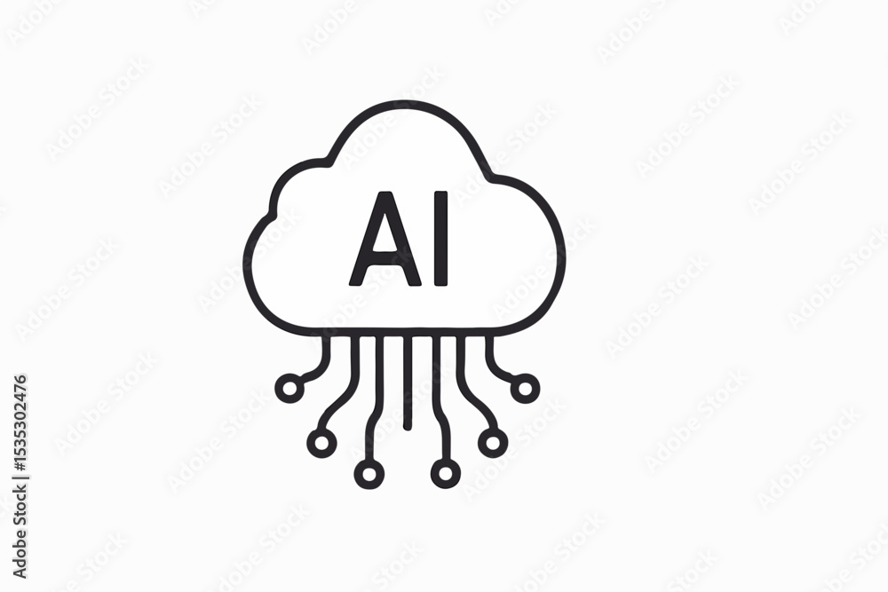 Poster minimalist ai cloud icon a clean representation of artificial intelligence and cloud computing techn
