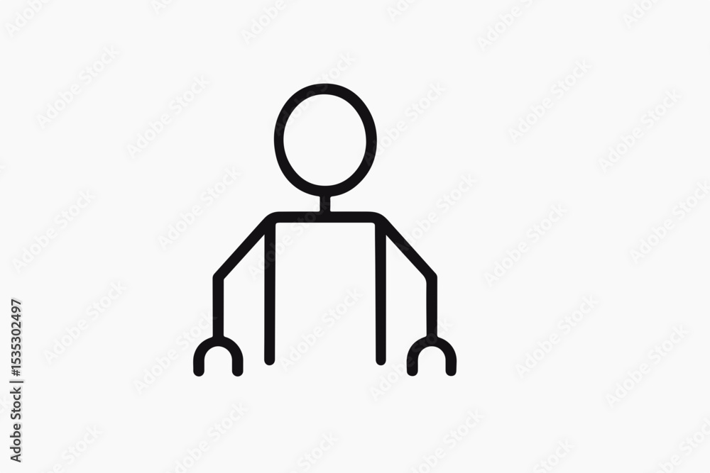 Poster minimalist stick figure illustration simple black line drawing of a person on white background repre