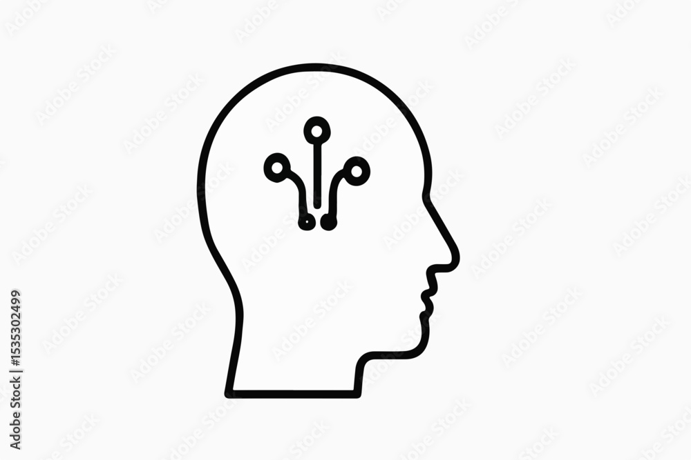 Poster artificial intelligence concept human head outline with circuit board design inside symbolizing tech
