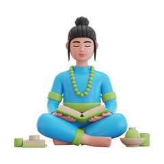 Serene Figure in Lotus Position with Open Book