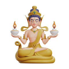 Serene Buddhist Deity Seated on Golden Snake Platform