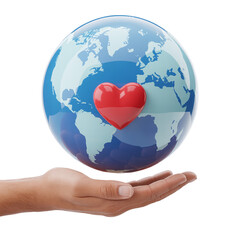 Heartfelt Connection: Globe in Human Palm Illustration