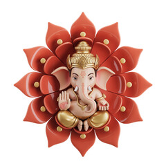 Ganesha Meditating Within a Vibrant Lotus Flower