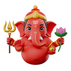Cute Cartoon Illustration of a Chubby Red Deity