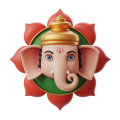 Modern Artistic Illustration of Ganesha Surrounded by Lotus