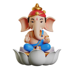 Meditative Ganesha on White Lotus Flower Illustration
