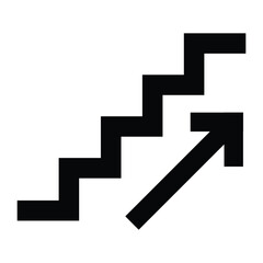 Stairs icon vector. UP Stairs. Climb Up Stair Sign Flat Icon on White Background. Upstairs icon isolated sign symbol vector. Vector illustration.
