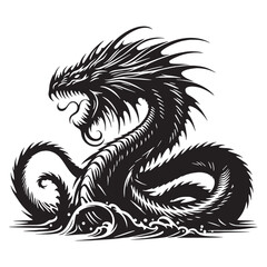 Mysterious Leviathan Dark Silhouette, Hiding in the Shadows and Watching - leviathan silhouette - leviathan vector - silhouette of leviathan - Leviathan illustration
