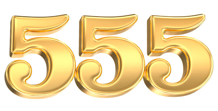 Number 555 Gold 3D Render