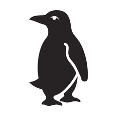 Fototapeta premium Simple Black Silhouette of a Penguin Standing on a Black Background