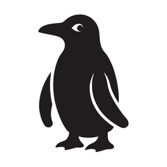 Fototapeta premium Simple Black Penguin Silhouette on Black Background for Graphic Design Elements