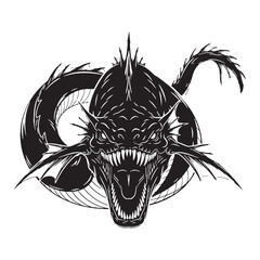 Darkened Leviathan Sea Killer Depiction Outline, Looking Up from the Depths - leviathan silhouette - leviathan vector - silhouette of leviathan - Leviathan illustration
