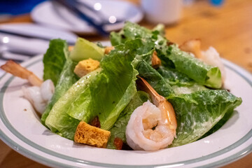 Caesar Salad with Shrimp and Croutons