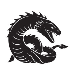 Iconic Leviathan Fearsome Sea Guardian Concept Graphic, with a Big, Strong Shape - leviathan silhouette - leviathan vector - silhouette of leviathan
