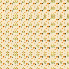 seamless pattern with yellow flowers