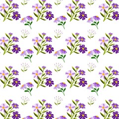 seamless pattern with purple flowers