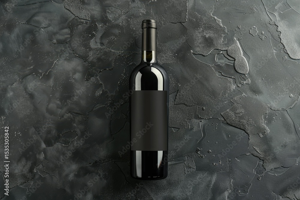 Poster high quality picture of top view of wine bottle with empty label