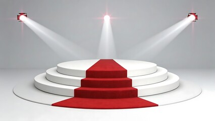 Fototapeta premium Red carpet stage backdrop for event presentation showcase