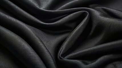 Fototapeta premium Elegant Draped Black Fabric Texture Smooth, Luxurious, and Sophisticated Background