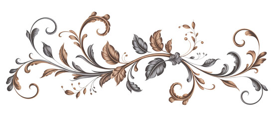 Luxurious Baroque Floral Scroll Pattern in Metallic Tones
