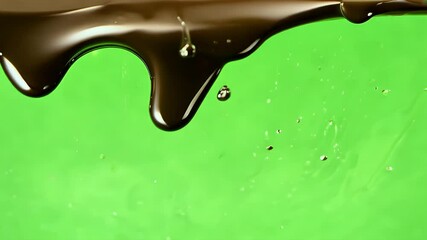 Viscous chocolate ribbons drip slowly down transparent canvas creating rich swirling rivers before clearing luscious k alpha ready effect sweetens dessert ads pastry tutorials Valentine’s day promos