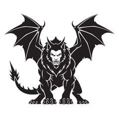 Fototapeta premium Menacing Manticore Killer Monster Figure Silhouette, with Every Part Looking Dangerous - manticore silhouette - manticore vector - silhouette of manticore - Manticore illustration 