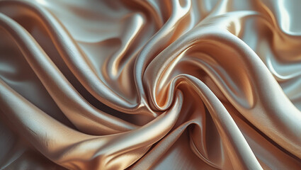 Luxurious Champagne Gold Satin Fabric Texture Elegant Draped Silk Background