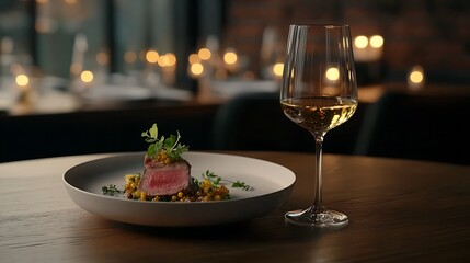 Luxury wagyu tasting menu experience fine dining restaurant culinary art elegant ambiance close-up view gastronomic delight