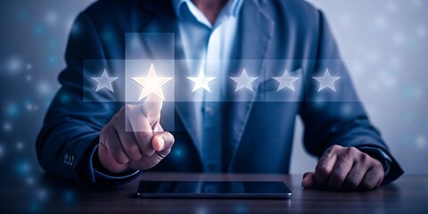 Customer satisfaction feedback rating stars review concept