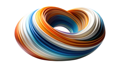 Abstract colorful rings design isolated on transparent background