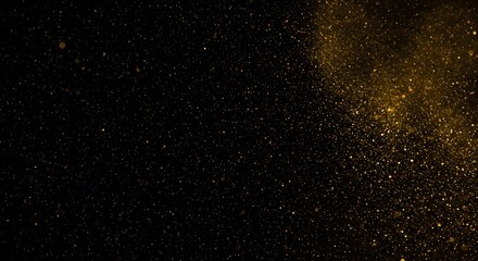 Obraz premium Golden Glitter Particles Overlay on Black Background