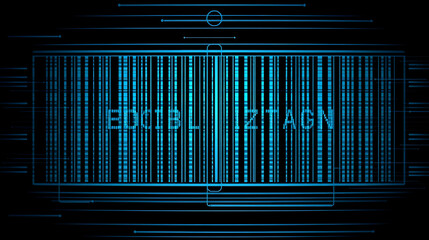 Fototapeta premium Digitalization concept. Barcode of black horizontal lines with inscription verbiage