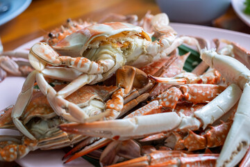 Cooked Crabs on Plate Ready for Serving