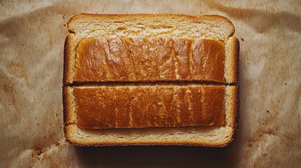 Toasted Bread Slice with Bold Crust Texture on Brown Baking Paper